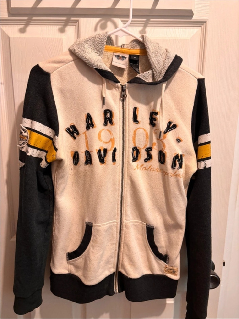 Harley-Davidson Kids Cream, Black & Yellow Zip Hoodie